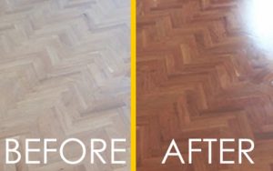 Allwood floors before and after sanding and lacquering